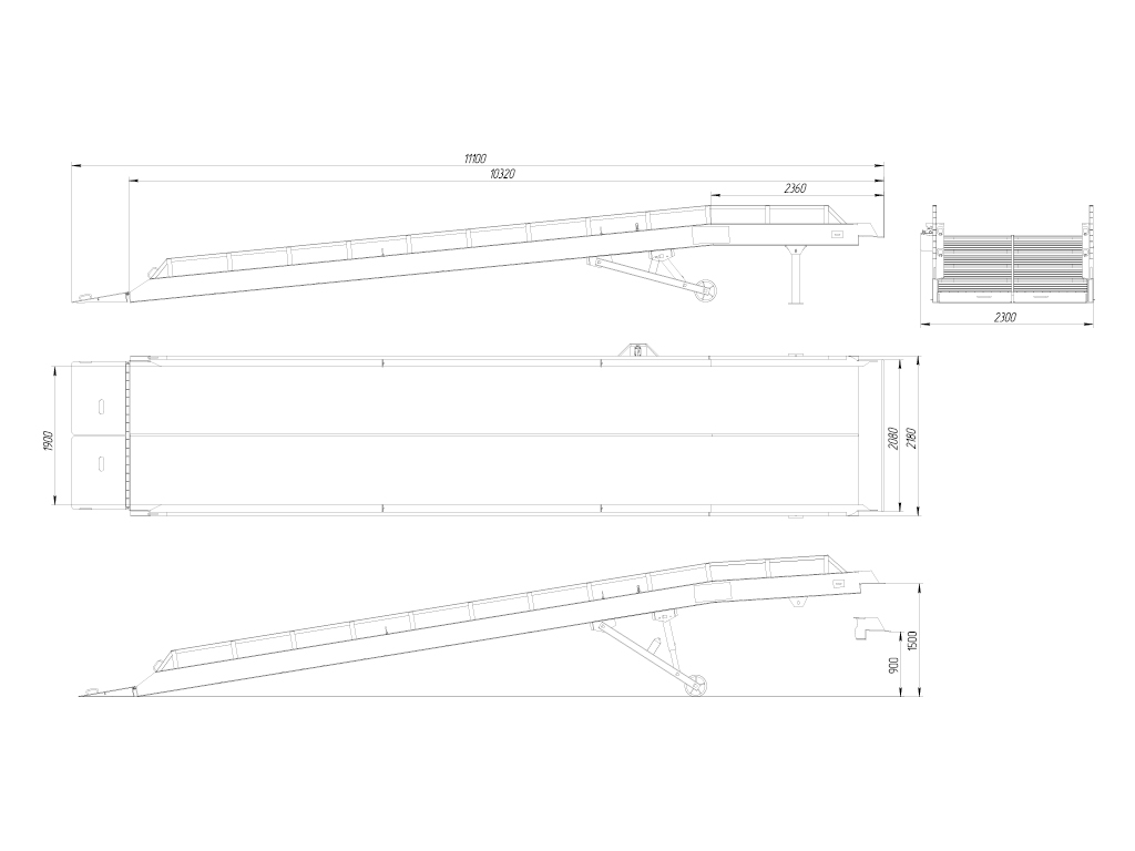 Avtomobil tanasiga tayanchli mobil rampa
